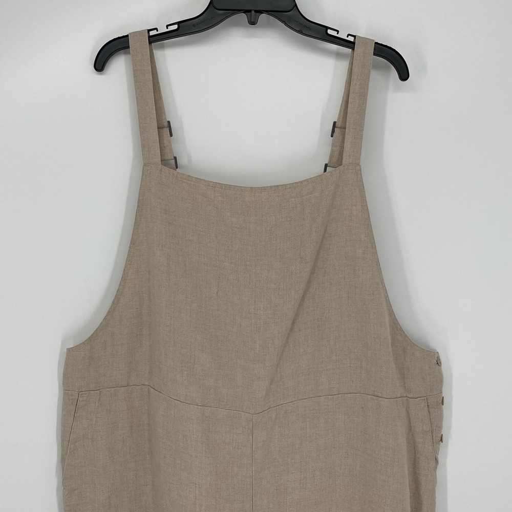 Eileen Fisher Cropped Organic Linen Overalls Size XL - Picture 3 of 9